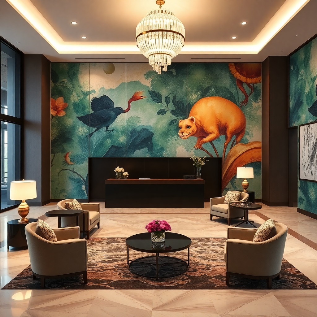 Hôtel avec papier peint personnalisé