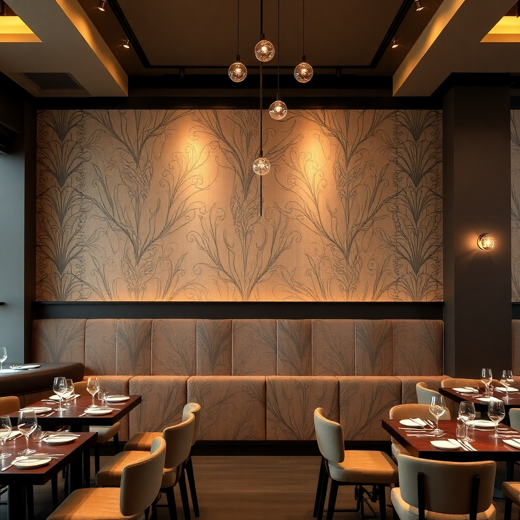 Restaurant avec papier peint personnalisé